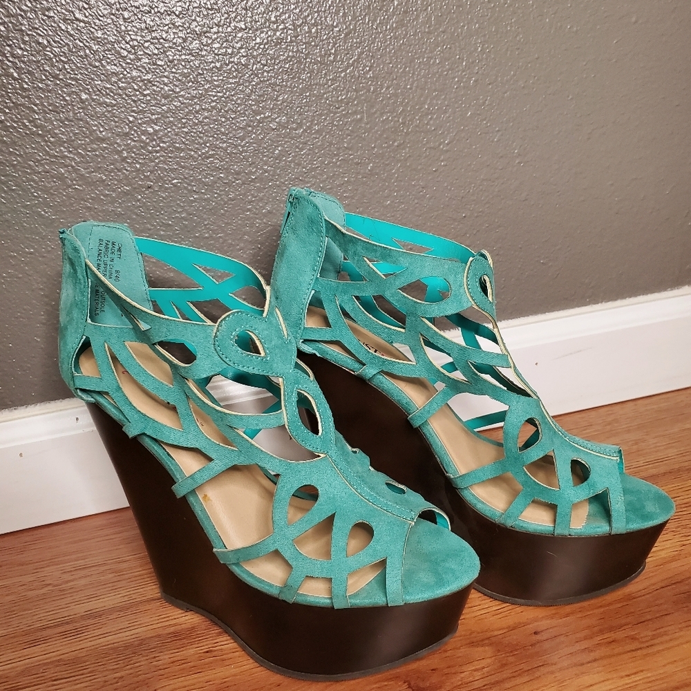 JustFab Teal Wedges